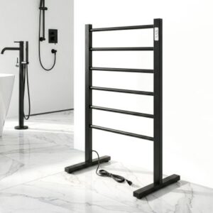WarmlyYours Black Ibiza Freestanding Towel Warmer Lifestyle Image