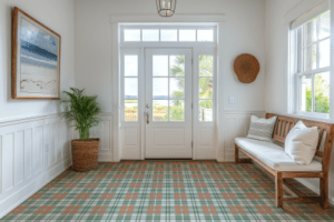 Artaic Plaid in Clementine Sintered Glass Foundation Collection