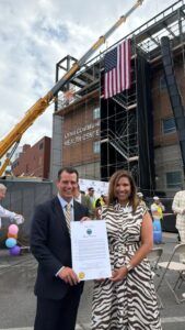 LCHC Topping Off – CEO Brenda Rodriguez and Mayor Nicholson